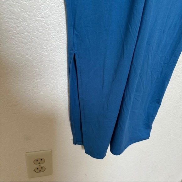 Heart Hips Blue Maxi Sundress Bodycon Fitted Women’s Slit Split Dress Twist Back - Picture 4 of 6
